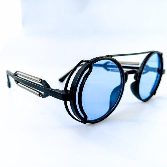 Brand New Vintage Black Steampunk Round Sunglasses: Embrace Unique Style! - Picture 4 of 6